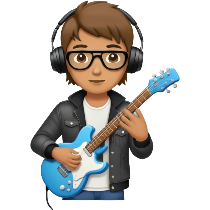 Happy Rock Pop Music Male Musician in his 30s dressed with trendy style emoji