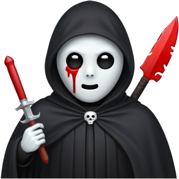 make a ghost face emoji with a cloak on and a bloody knife from the movie scream emoji