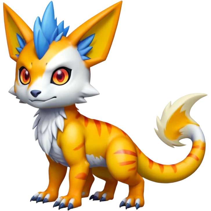 Cute Shiny Agumon-Greymon-Renamon-Fakémon-hybrid-creature (full body)  emoji