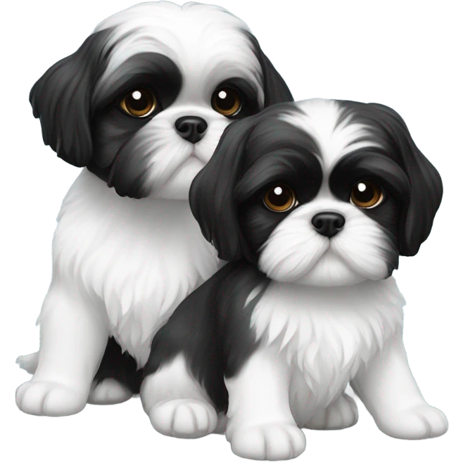 Two black and white shitz tzu puppies  emoji