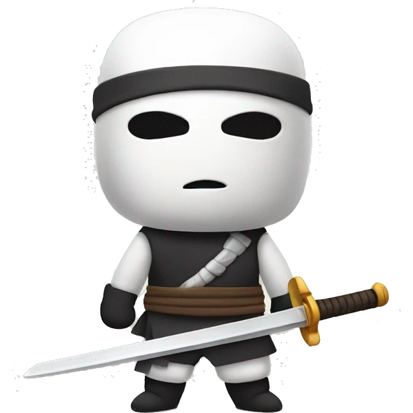 Cool cute marshmellow shaped ninja with sword emoji