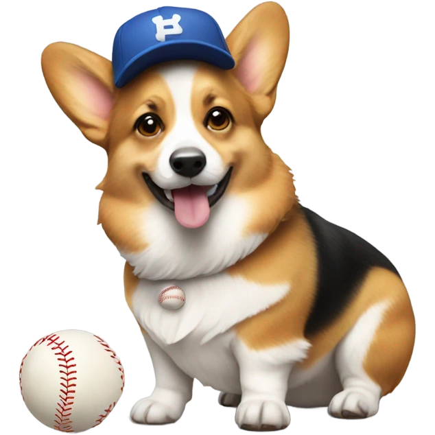 corgi with a baseball emoji