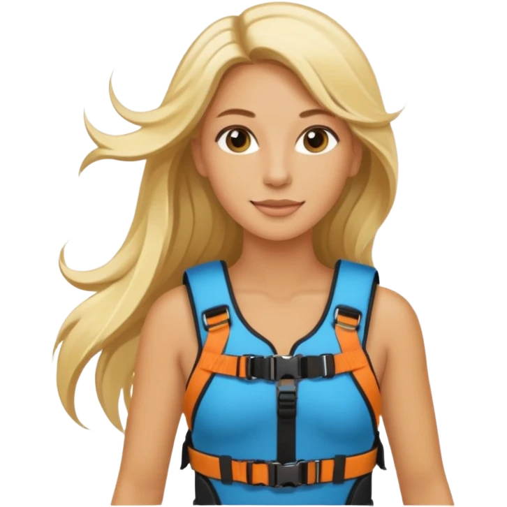 Blonde long haired ladie Kitesurfing with harness emoji