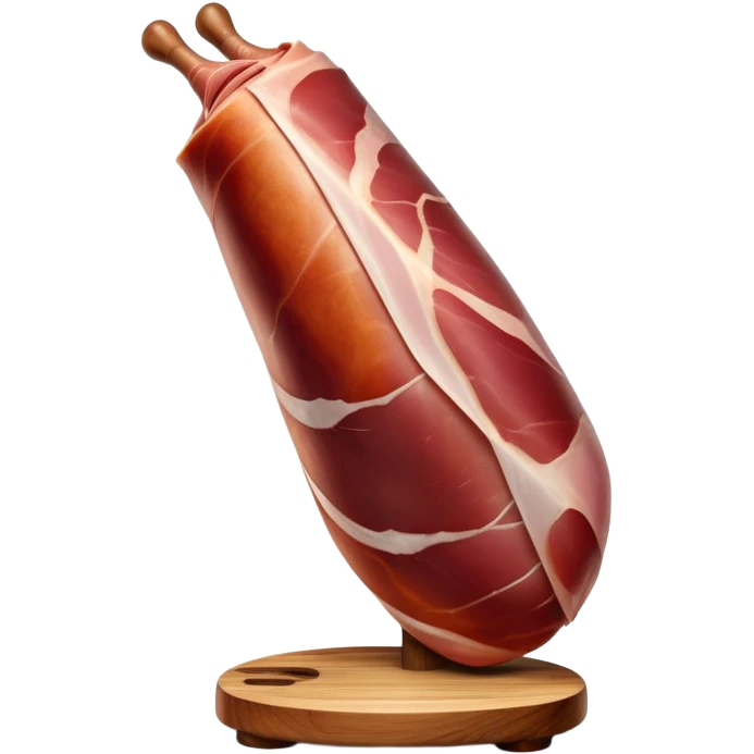 _cinematic-realistic-spanish-ham-leg,-depicted-as-a-massive,-cured-leg-of-jamón-serrano-(ham)-with-a-deep-reddish-brown-hue,-intricately-marbled-and-slightly-glossy-with-age,-elegantly-displayed-on-a-rustic-wooden-stand-and-bathed-in-warm emoji