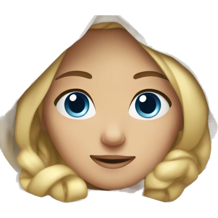 blonde girl relaxed wrapped in blankets blue eyes emoji