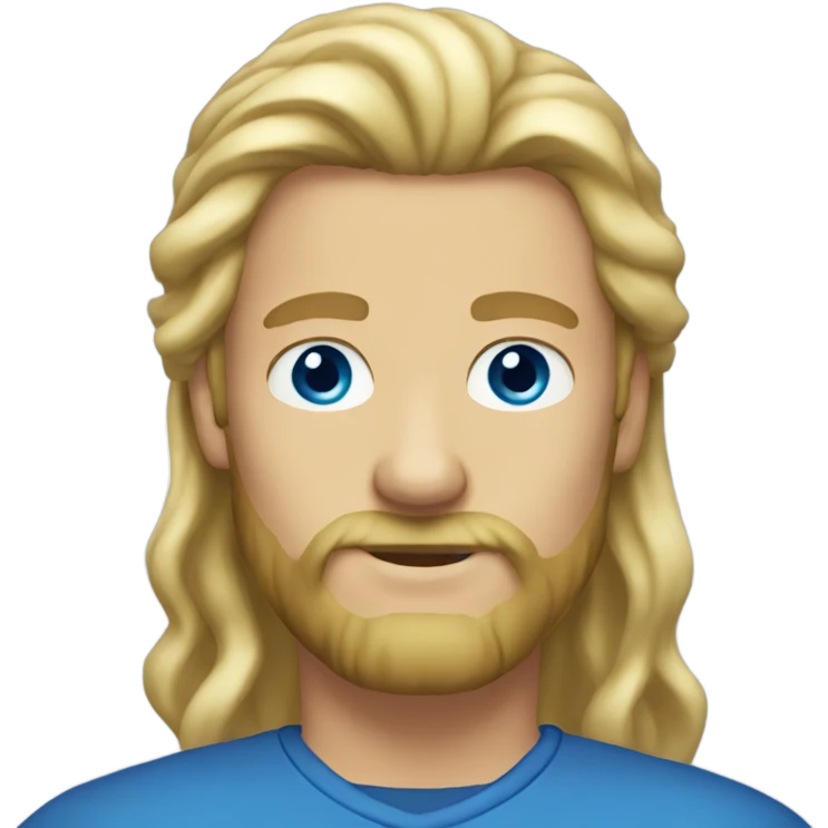 blonde beard with long hair blue eyes emoji