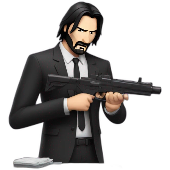 John wick is nervous in the job with gun emoji