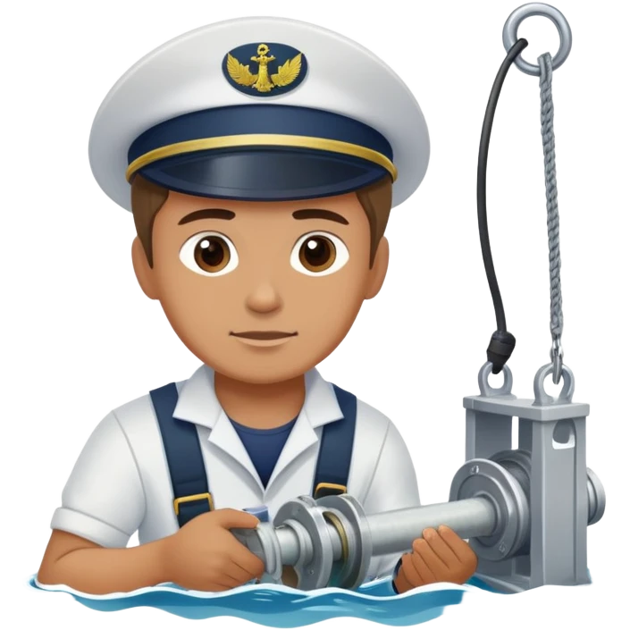 Russian sailor operating a winch to pull up sediment core samples from the sea bottom emoji