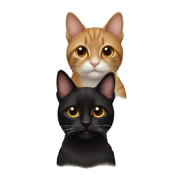 2 Cats one is Brown the other one is Black emoji