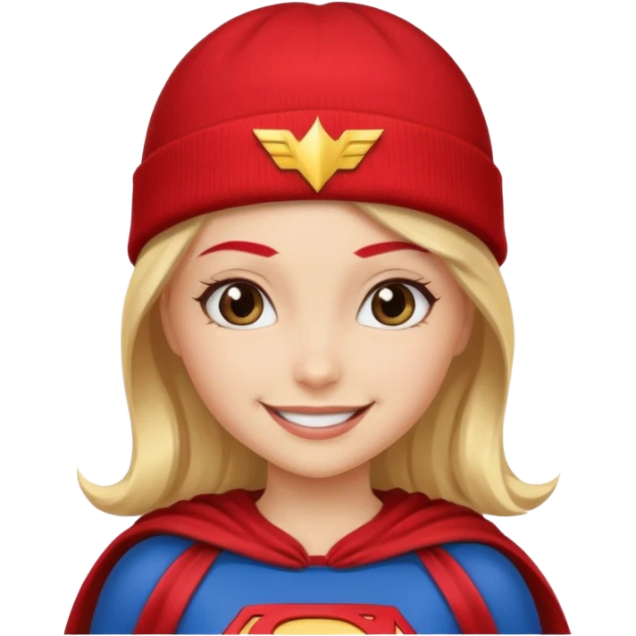 girl superhero with beanie batman emoji