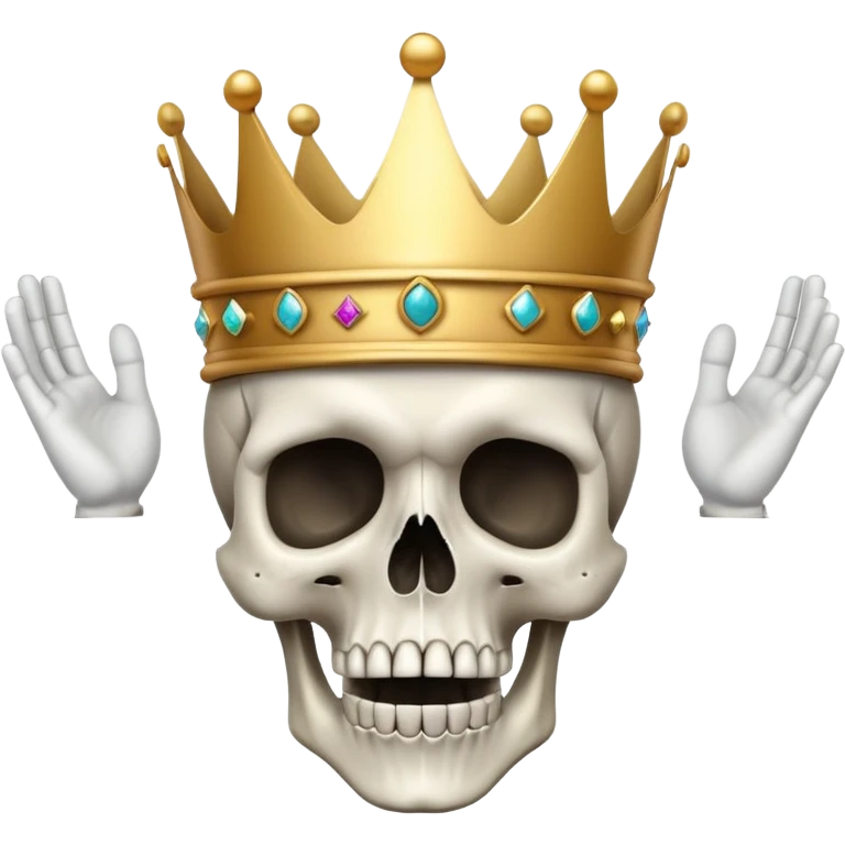 shocked skull with crown, hands raised to head in disbelief emoji