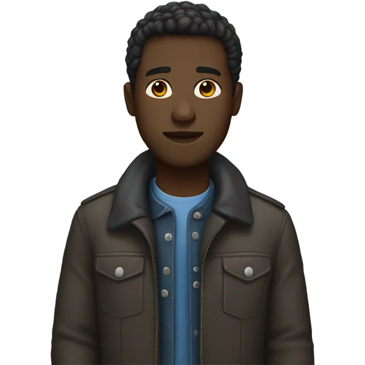 dark-skinned male in jacket emoji