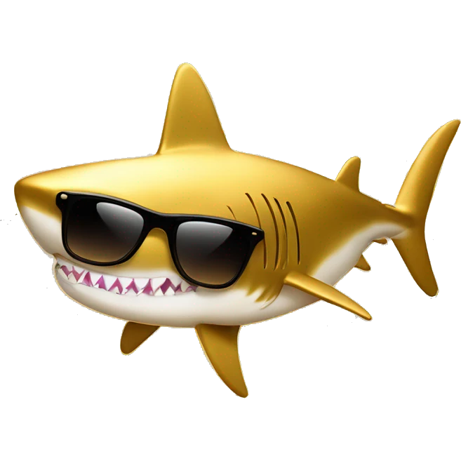 gold shark with cuban link and sunglasses surrounded by music notes emoji