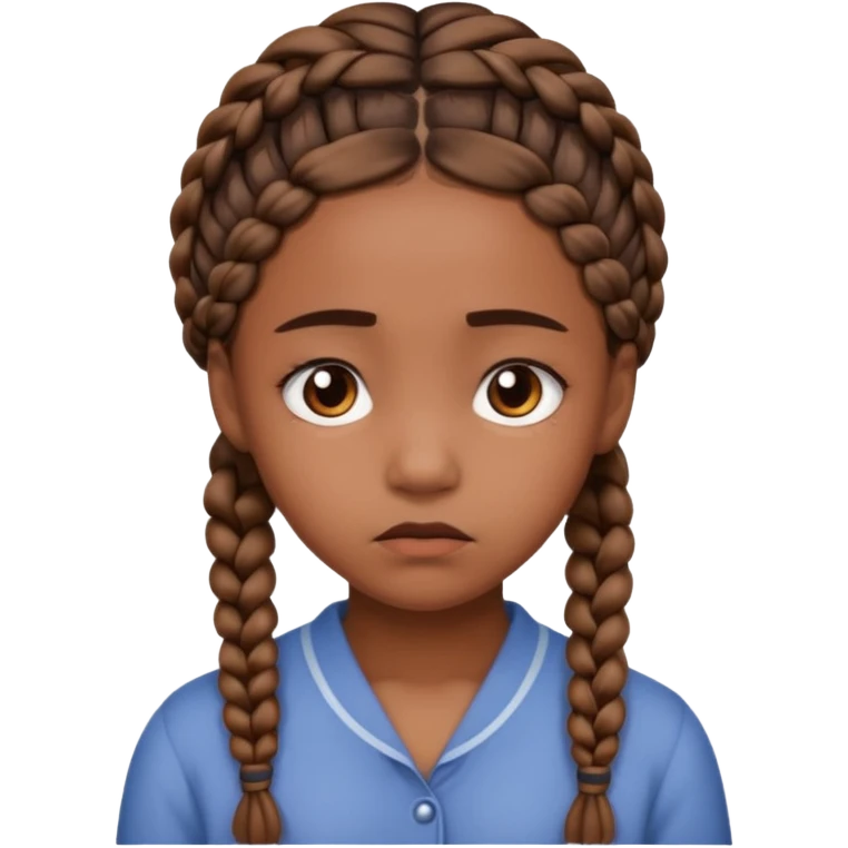 Sad brown skin girl with braids emoji