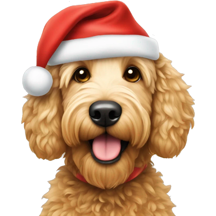 Golden doodle with Santa hat emoji