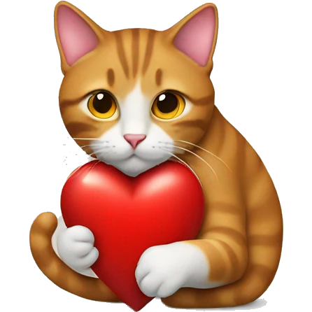 Red Heart with a cat behing it emoji