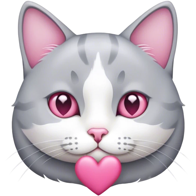 Pusheen holding a pink heart emoji