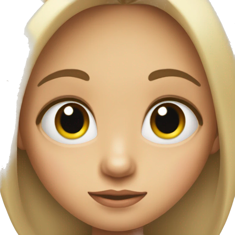 una niña con pelo largo moreno con grandes ojos peciosos emoji