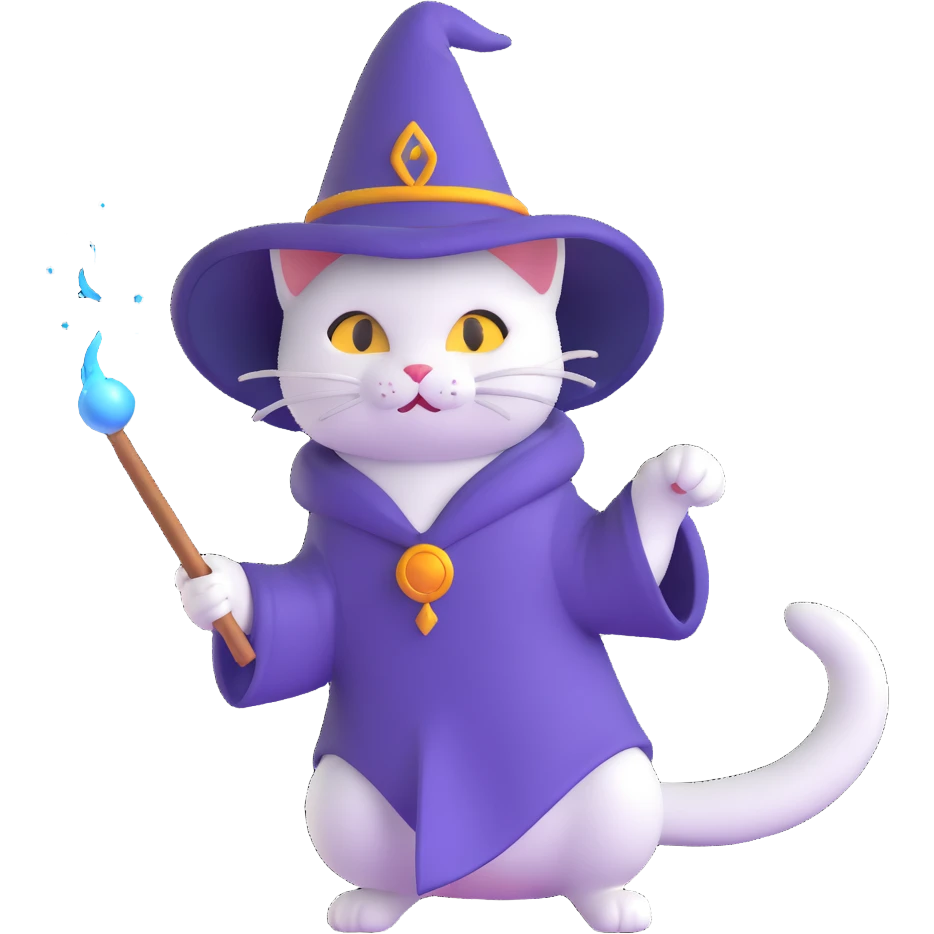 kitty wizard casting a spell emoji