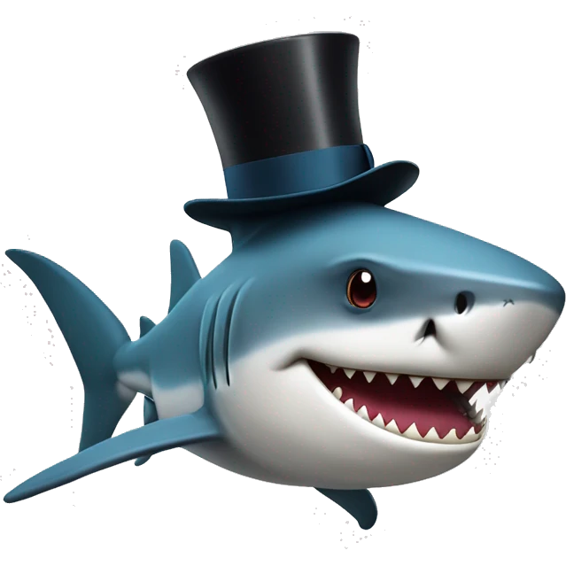 Shark with a top hat emoji