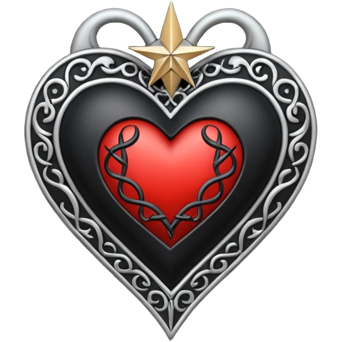 gothic heart with a pentagram emoji