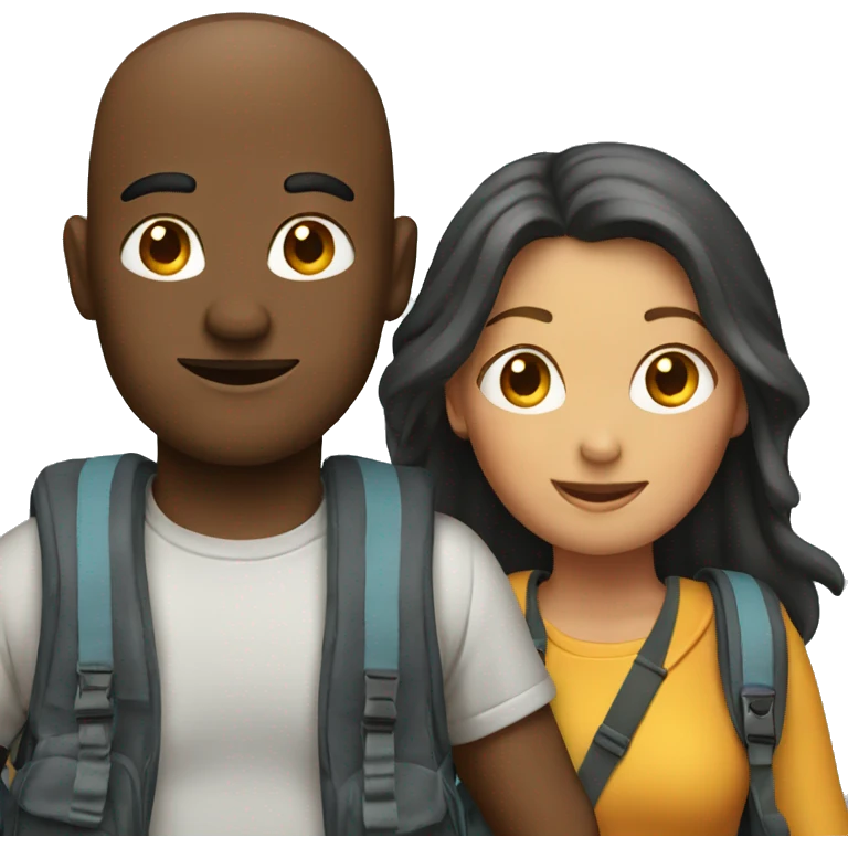 Man and woman with backpacks emoji