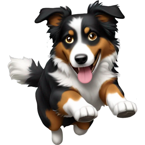 Anvil with australian shepherd jumping over emoji