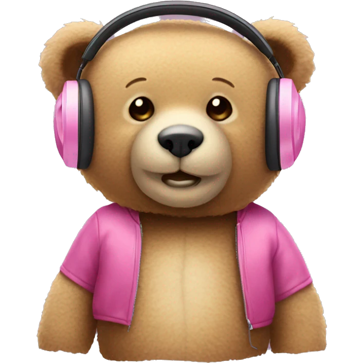 teddy bear with pink headphones emoji