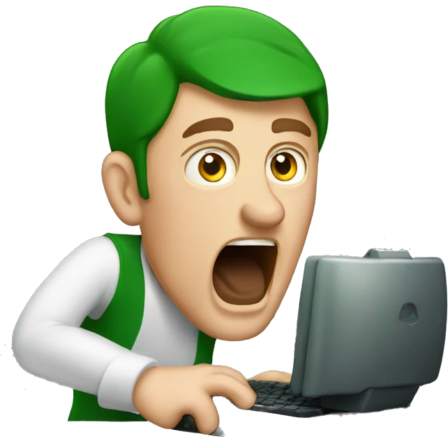 Irish man shouting at computer emoji