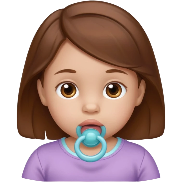 create a baby girl emoji from the 60. with brown hair and with pacifier emoji