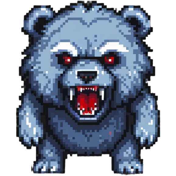 battle-scarred fluffy bear monster with fangs emoji