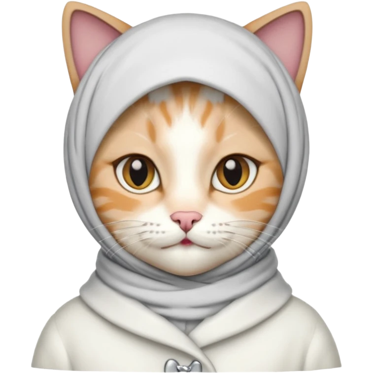 Hijab Cat, white coat. emoji