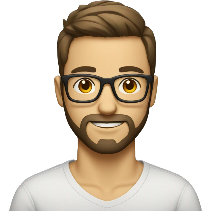 geek guy with glasses with short side trimmed hair and a beard  emoji
