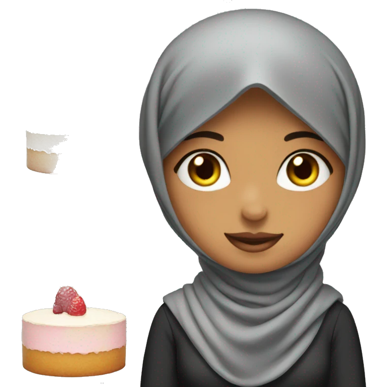 Hijab Girl making cake emoji