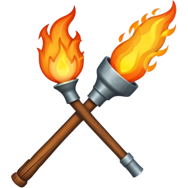 pitchfork and a torch crossing each other to make an x emoji