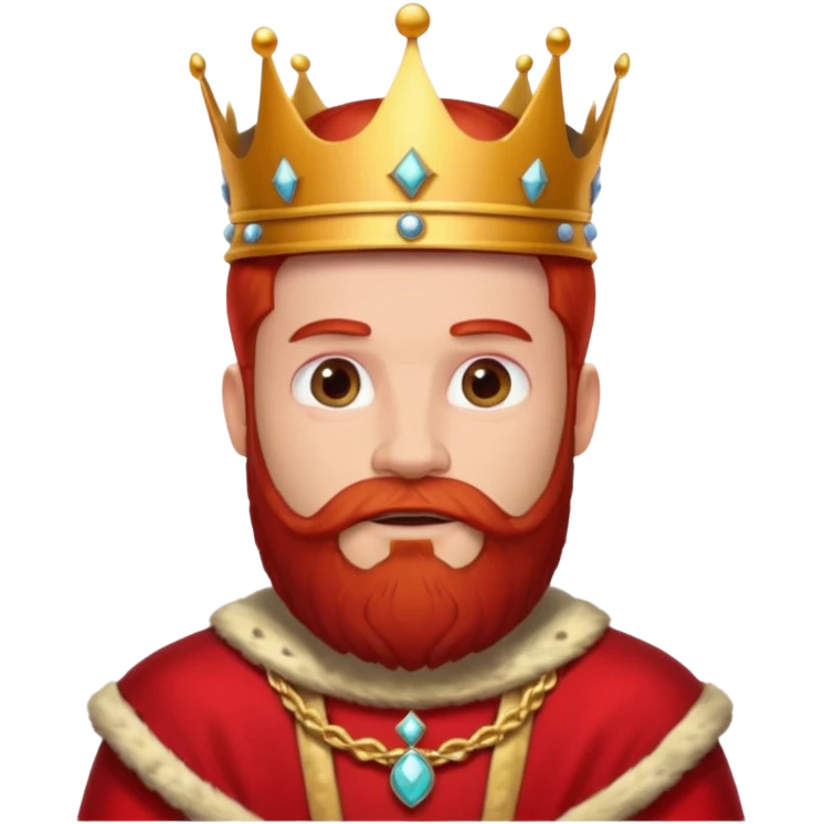 bearded king with crown and red outfit red hair emoji