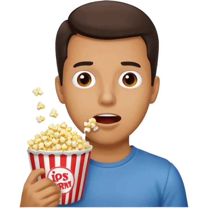 Make a guy eating popcorn in a dramatic conversion emoji