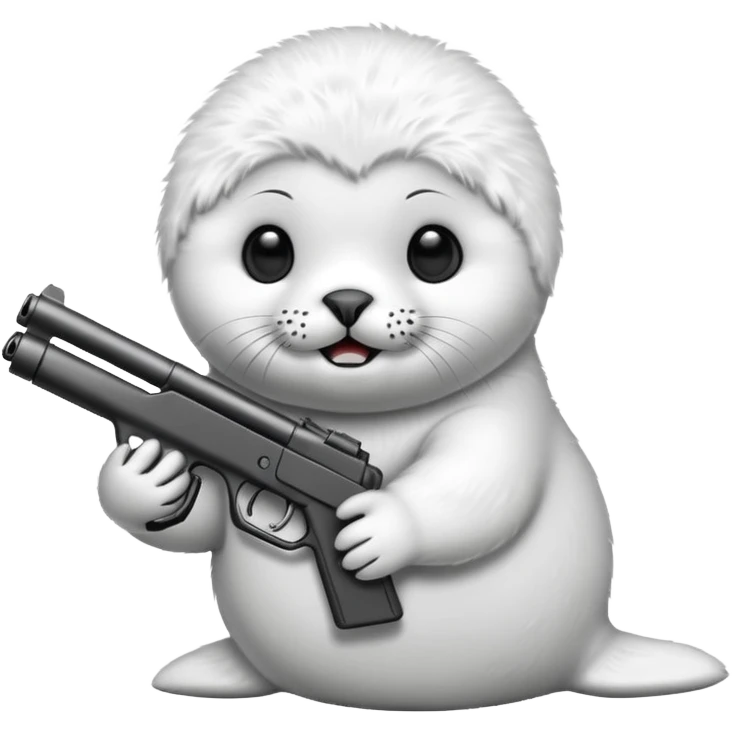 Baby seal with a gun emoji