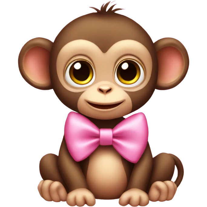 a baby monkey with a pink bow emoji