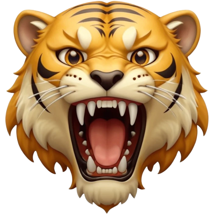 Create a Sabertooth Tiger roaring, make it fierce emoji