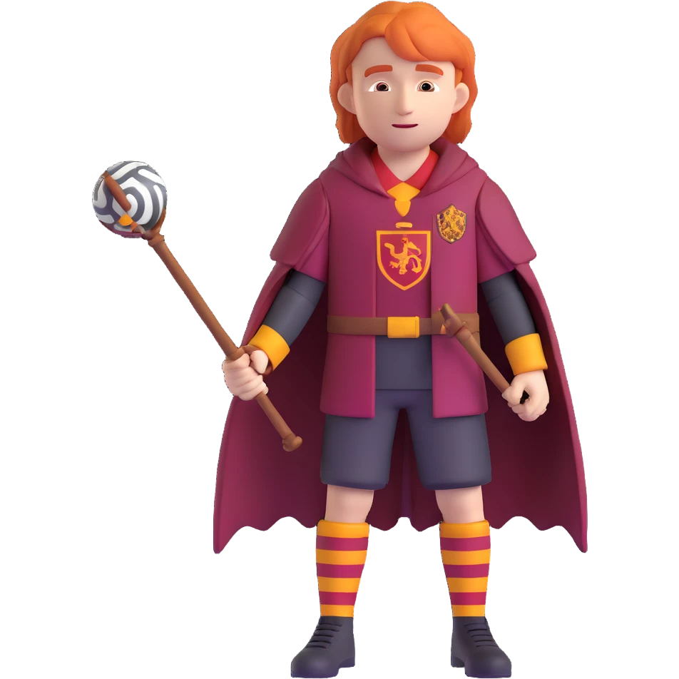Ron Weasley in Gryffindor quidditch uniform emoji