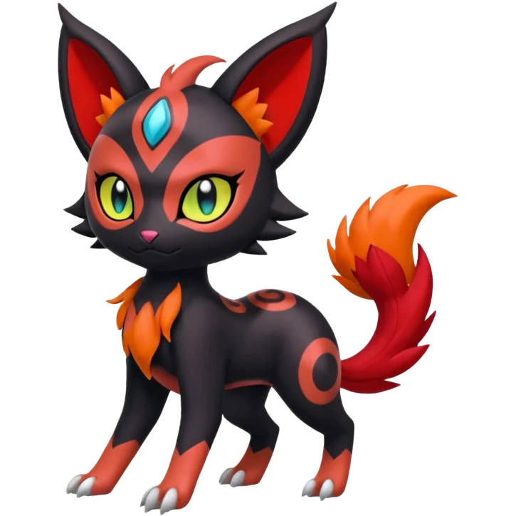 Colorful Meloetta-Litten-Darkrai-Pokémon-Fakémon-fusion-hybrid-creature emoji