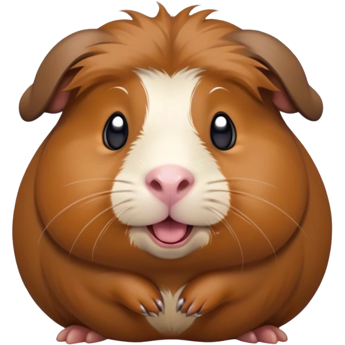 Cinematic Comical Brown Guinea Pig Portrait Emoji, Head tilted dramatically with an exaggeratedly amused expression, featuring a sleek brown coat with a naturally scrunched little face, wide, expressive dark eyes filled with playful disbelief, Simplified yet hilariously expressive features, highly detailed, glowing with a slightly sassy glow, high shine, dramatic yet playful, stylized with an air of cheeky mischief, bright and endearing, soft glowing outline, capturing the essence of a spirited and over-the-top guinea pig, so meme-worthy it feels like it could side-eye its way into internet fame instantly! emoji