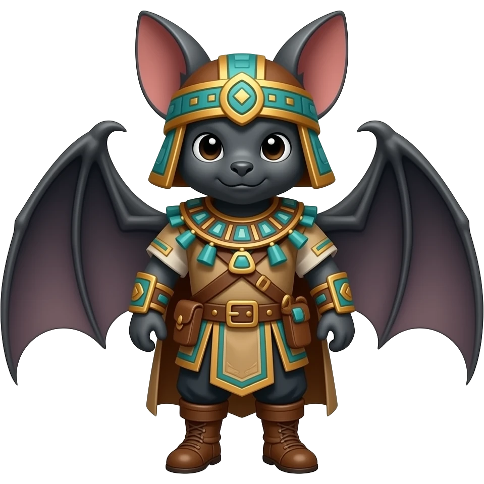 A bat dressed in medieval mayan ranger outfit. Full body. No wings. Without wings emoji