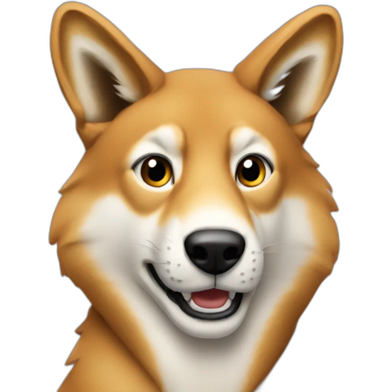 A dingo taking a picture emoji