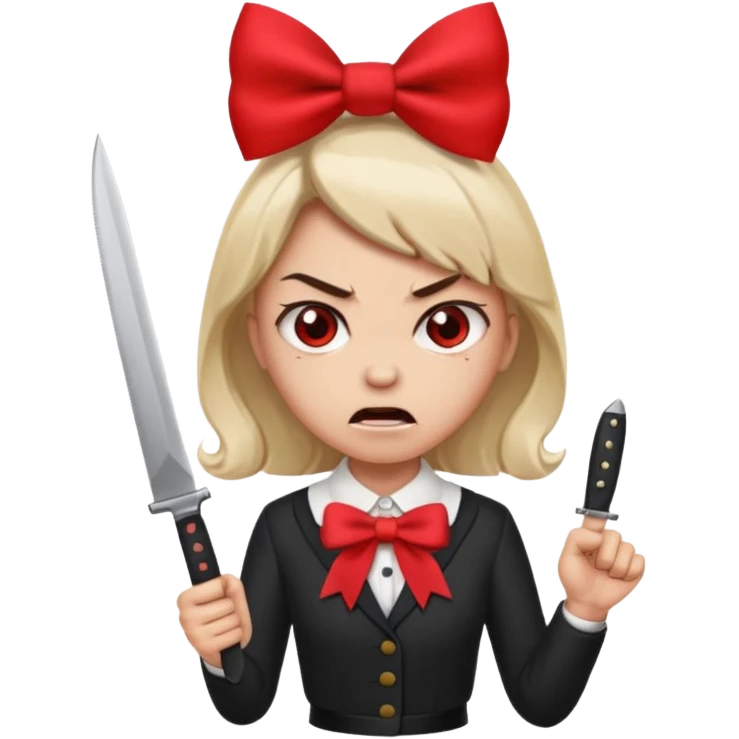 I want  this“😡“with the“🎀“ on her head and holding this“🔪“ emoji