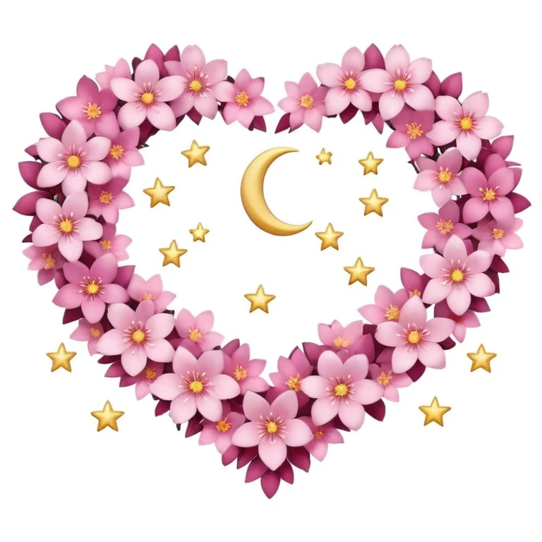 sakura heart with a night sky emoji