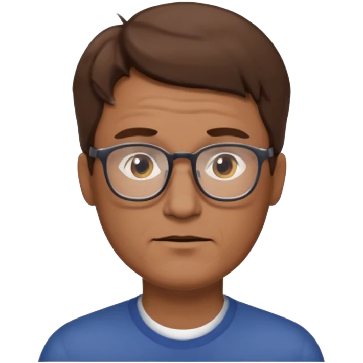 Un locutor de radio, pelo moreno, con gafas, entrado en años emoji
