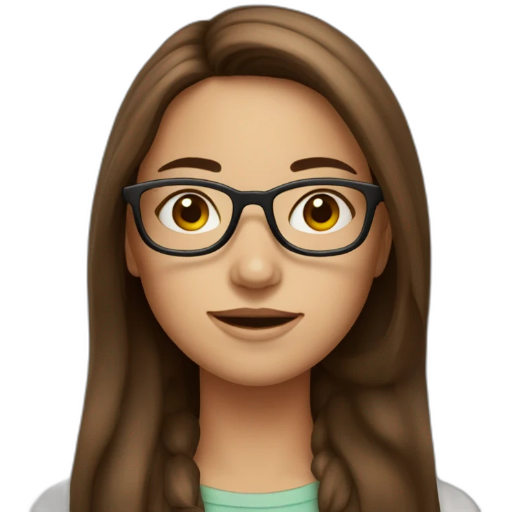girl with glasses and long straigh brown hair and freckels emoji