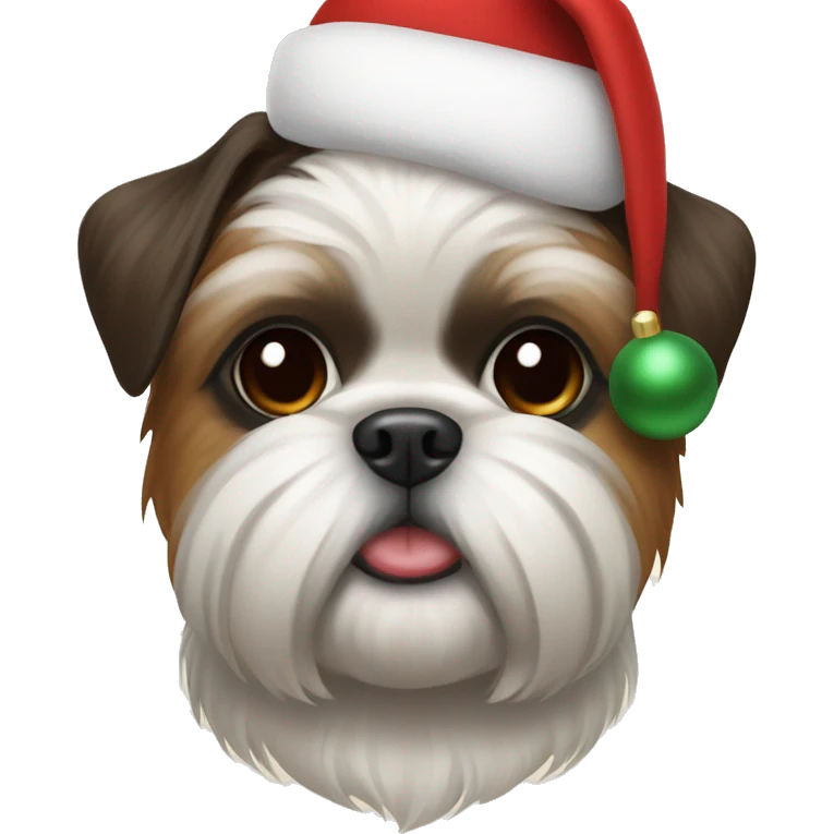 Shin tzu wearing Xmas hat emoji